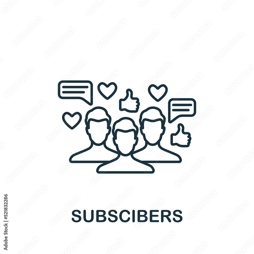 Subscibers icon. Monochrome simple Community icon for templates, web design and infographics Subscibers icon. Monochrome simple Community icon for templates, web design and infographics