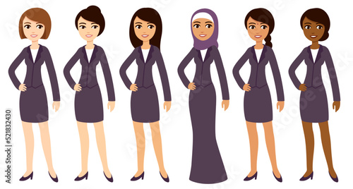 Business woman diverse character set