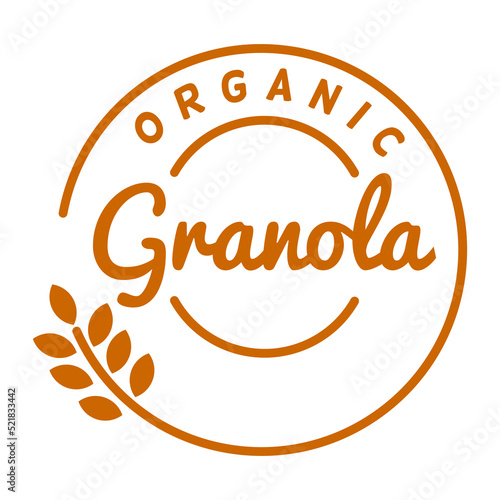 Granola logo  vector. Collection of lettering compositions with spikelets and decorative elements. Calligraphy. Food logotypes for package, label.