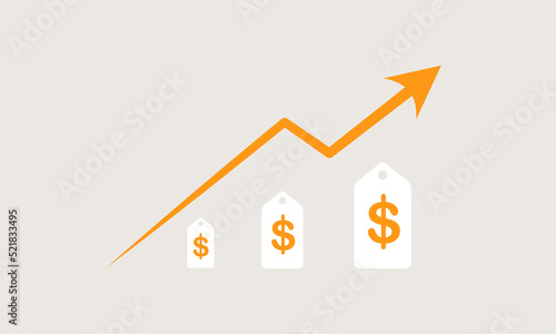 Inflation concept illustration. Stagflation as finance crisis or economy recession. Illustration of the price of basic commodities that are getting more expensive.