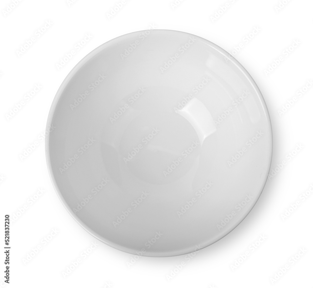 Empty white bowl on a white background. Top view Empty white bowl on a white background. Top view