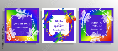 Gay or lesbian wedding invitation. Set of vector templates for cards, posters.