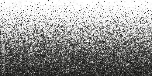 Stipple pattern, dotted geometric background. Stippling, dotwork drawing, shading using dots. Pixel disintegration, random halftone effect. White noise grainy texture. Vector illustration