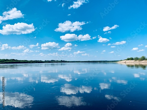 blue sky and clouds beautiful landscape summer river