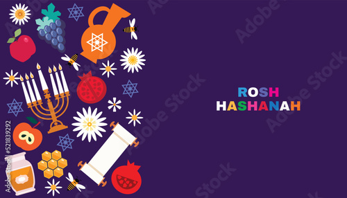Fotografía Rosh hashanah , Shana Tova - jewish new year holiday banner template design