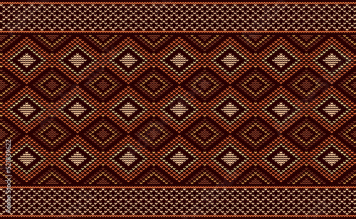 Knitted Pattern Vector, Embroidery Crochet Background, Tribal Continuous abstract, Aztec Antique wallpaper