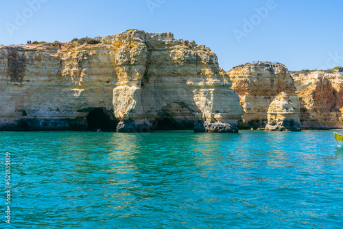 blue sea coast on the algarve in Portugal