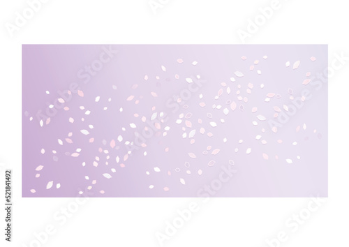 White Pink flying petals isolated on soft Purple gradient background. Sakura Roses petals. Vector