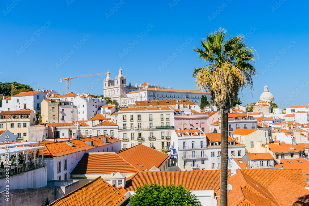 view of the old town Lisbon Portugal