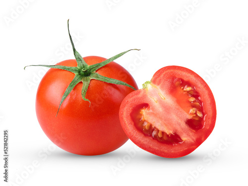 Tomatoe on the white background.