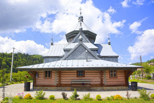Wooden Church of Archstrategist Michael's Church in the village of Dora (suburb of Yaremche), Ukraine 