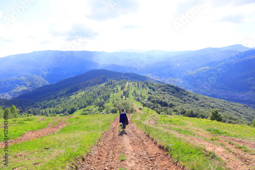 Panorama of mountains from Mount Makovitsa in Yaremche, Ukraine 