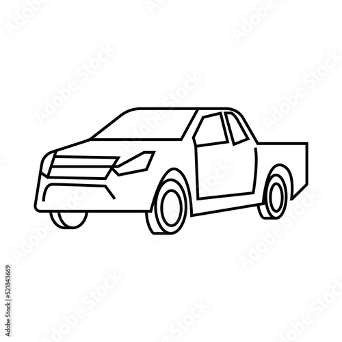 thin line icons for Pickup truck and shadow,vector illustrations