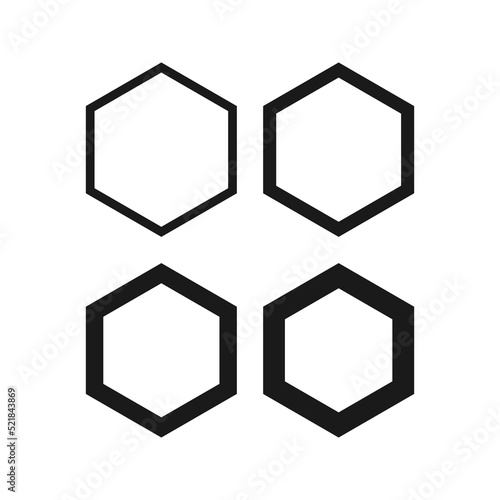 Hollow Hexagon Stroke Shape Icon Set