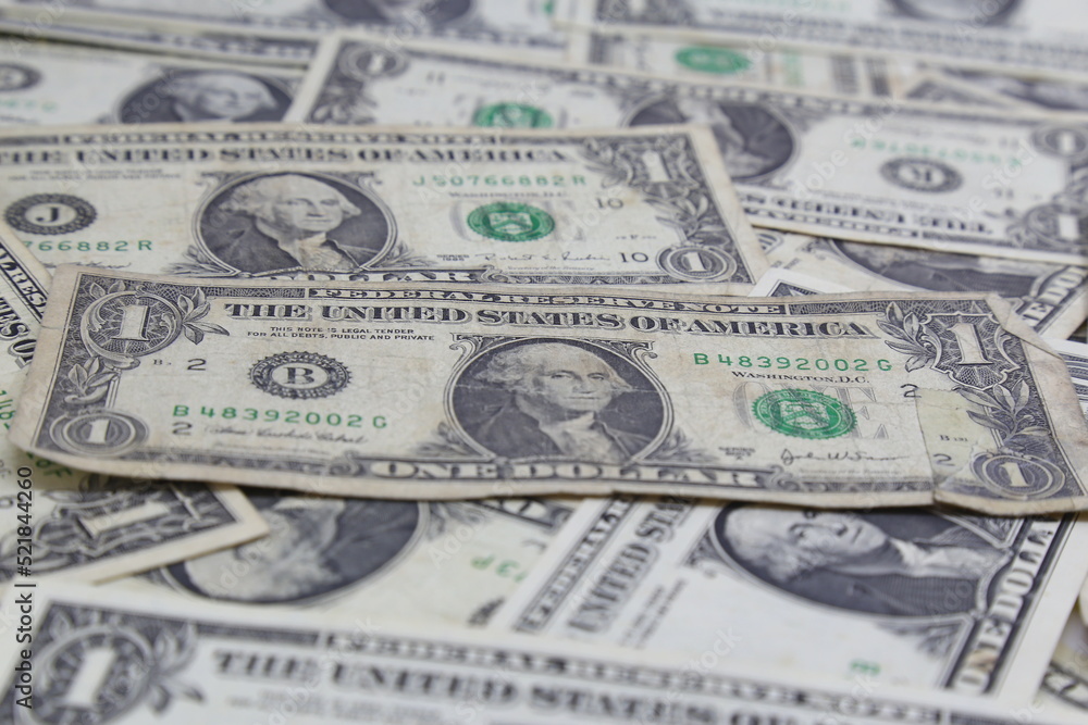 One US Dollar bill in many layout for example as background One US Dollar bill in many layout for example as background