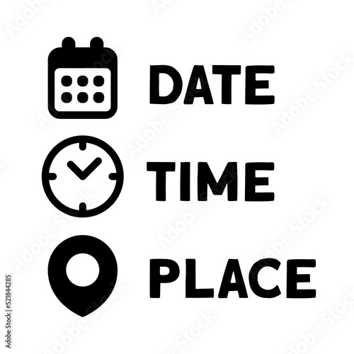 Date, Time, Address or Place Icons Symbol 4