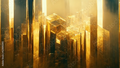 Abstract luxury golden background. Mysterious beautiful shiny gold texture backdrop. Digital art.