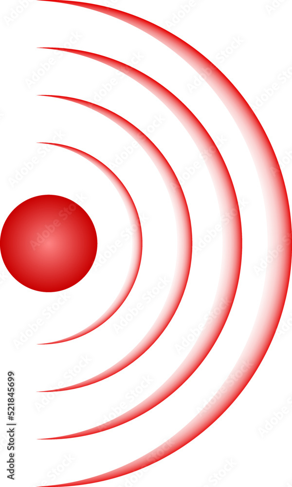 Obraz premium Problem point with pain waves. Red ache spot