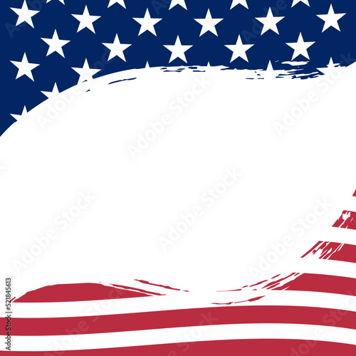 American Flag Border Frame Background Vector Illustration