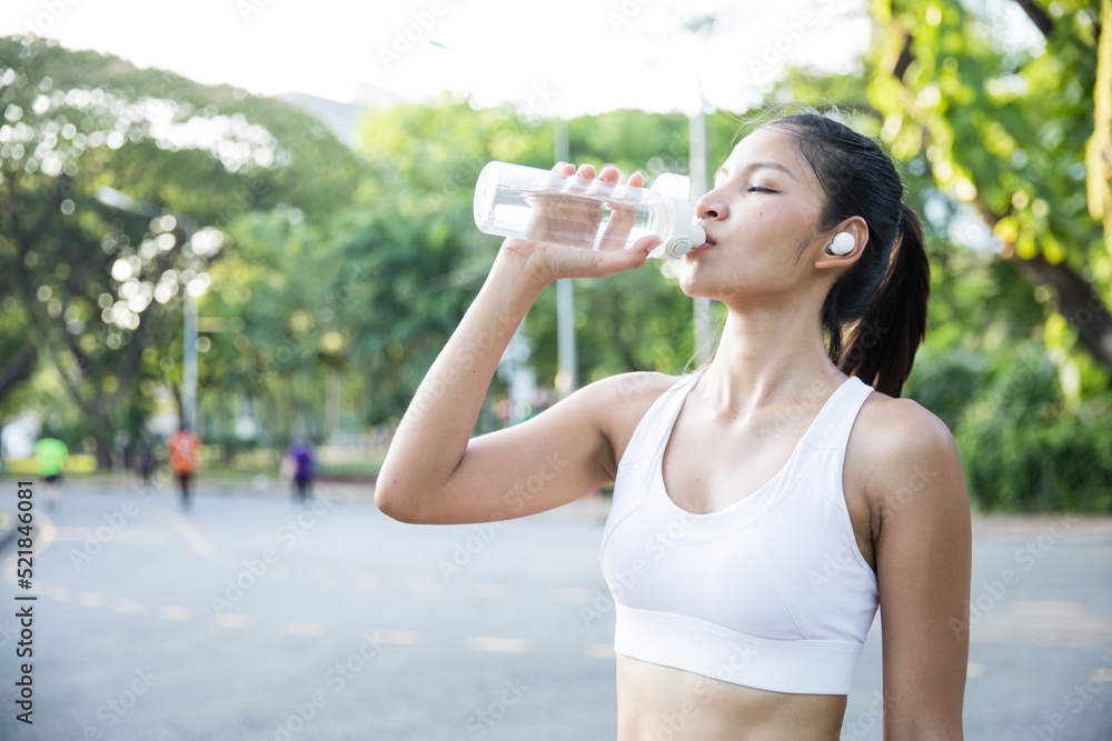 Asian lady exercise outdoors Asian lady exercise outdoors