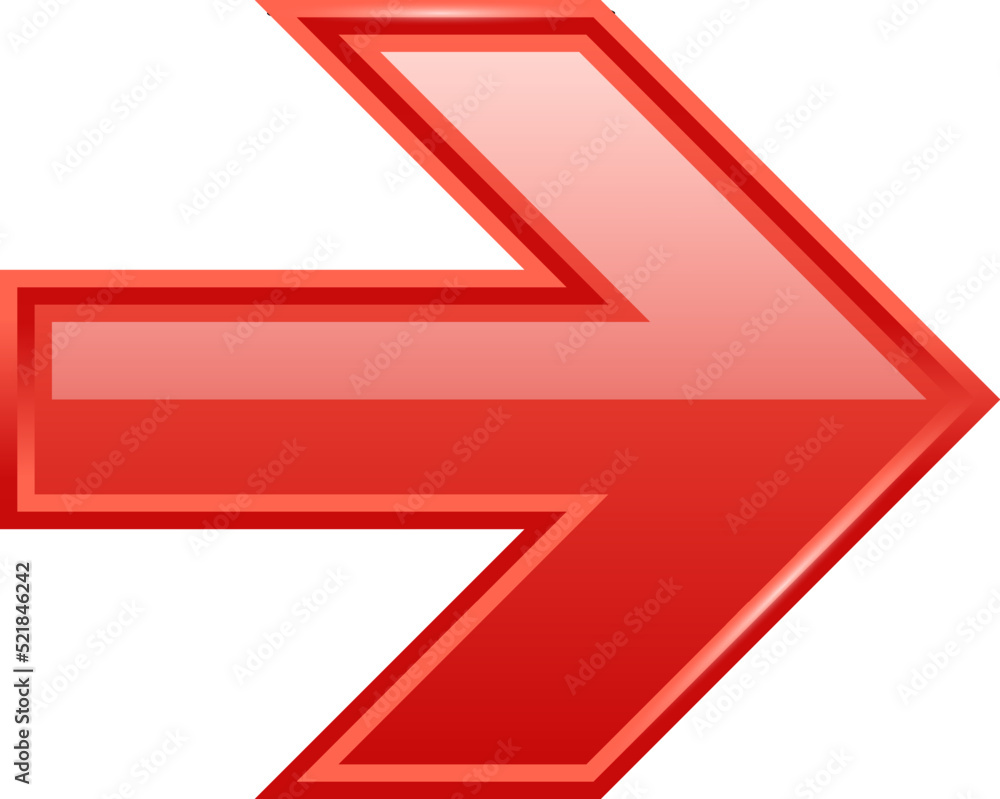 Red right arrow pointer. Glossy interface element Red right arrow pointer. Glossy interface element