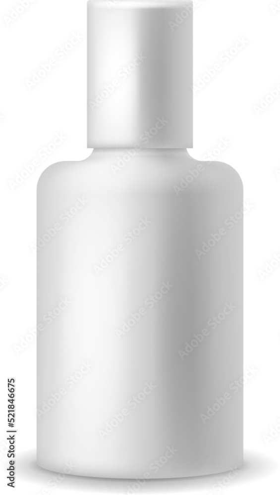 White plastic bottle mockup. Realistic liquid container White plastic bottle mockup. Realistic liquid container