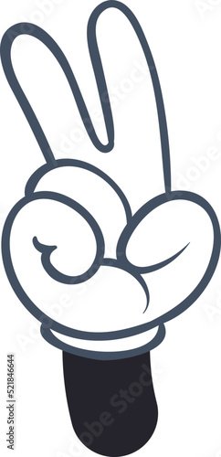 White glove comic hand showing two fingers