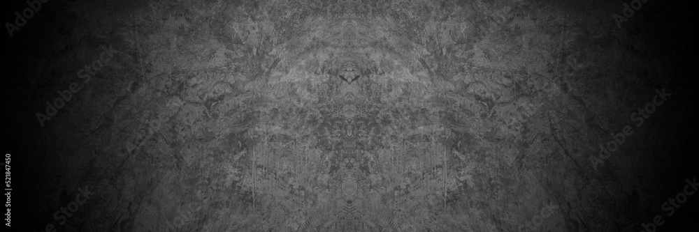 Fototapeta premium Old wall texture cement dark black gray panorama background abstract grey color design are light with white gradient background.