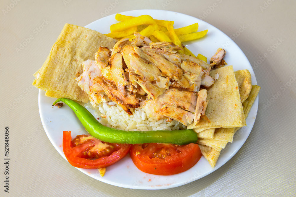 Traditional delicious Turkish food; Turkish style rice pilaf (Turkish name; Arpa sehriyeli. tavuklu, kuru fasulyeli, kavurmali pirinc pilavi) Traditional delicious Turkish food; Turkish style rice pilaf (Turkish name; Arpa sehriyeli. tavuklu, kuru fasulyeli, kavurmali pirinc pilavi)