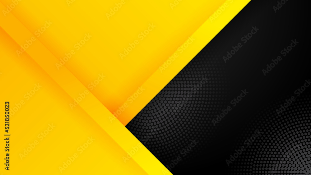 Modern black background with yellow geometric shapes. Abstract technology template geometric diagonal overlapping separate contrast yellow and black background. Black and yellow overlap background. Modern black background with yellow geometric shapes. Abstract technology template geometric diagonal overlapping separate contrast yellow and black background. Black and yellow overlap background.