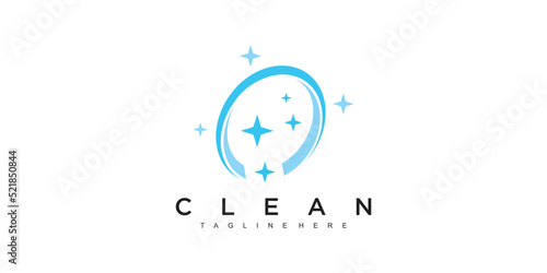 Creative cleaning concept logo ilustration design Premium Vector