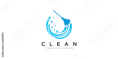 Creative cleaning concept logo ilustration design Premium Vector