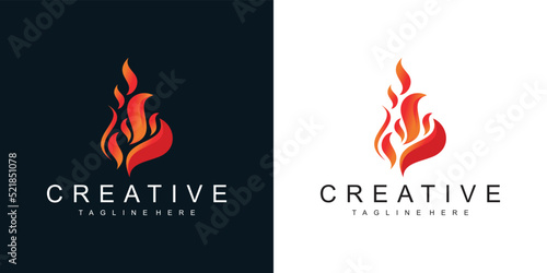Fire flames logo, gas logo design Premium Vector