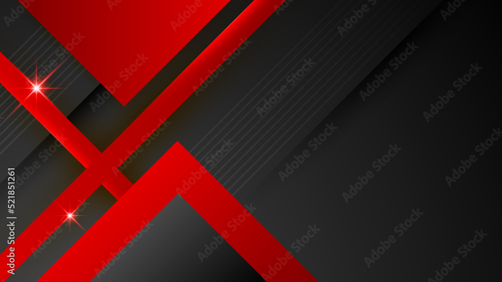 Obraz premium Abstract modern 3d red black background with lines arrow geometric overlap shape elements. Red Black Background. Abstract Banner. Vector illustration