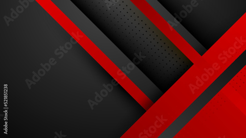 Abstract modern 3d red black background with lines arrow geometric overlap shape elements. Red Black Background. Abstract Banner. Vector illustration