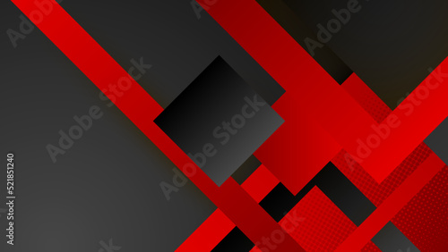 Abstract modern 3d red black background with lines arrow geometric overlap shape elements. Red Black Background. Abstract Banner. Vector illustration
