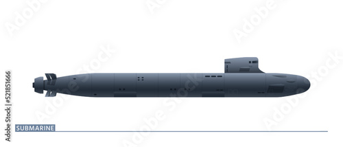Submarine isolated on a white background. Vector illustration