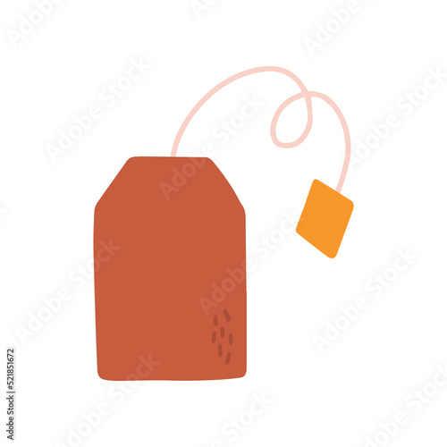 Hand drawn illustration of fashion tea bag. Isolated element on white background