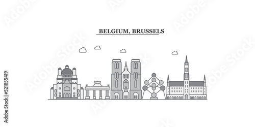 Belgium, Brussels city skyline isolated vector illustration, icons