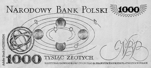 Cuadro en lienzo Reverse of 1000 Polish zloty with empty space