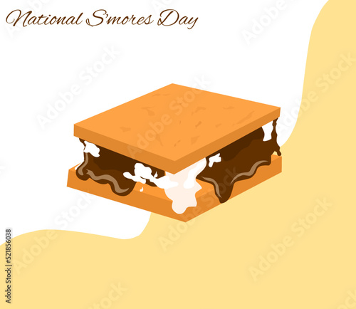 National Smores day banner or poster template, cartoon vector illustration.