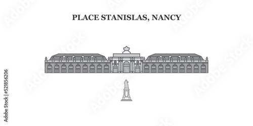 France, Nancy Landmark city skyline isolated vector illustration, icons
