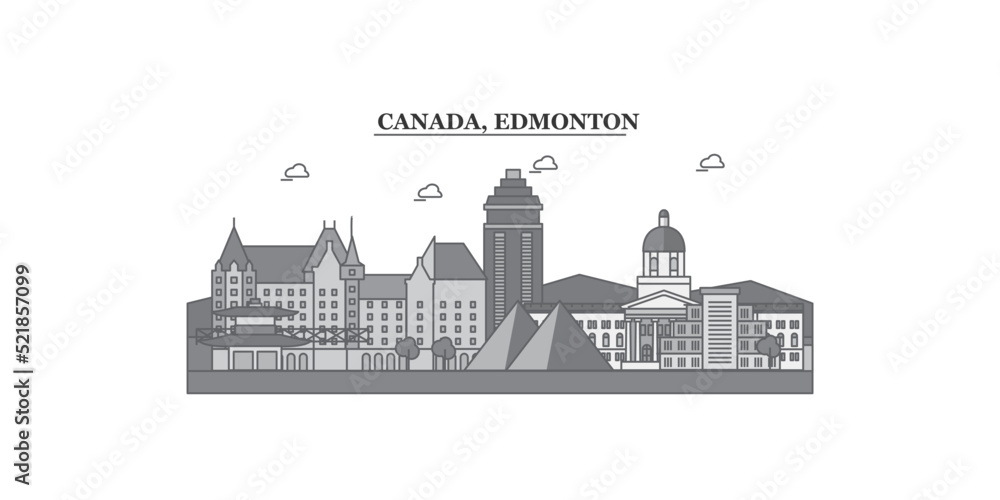 Fototapeta premium Canada, Edmonton city skyline isolated vector illustration, icons