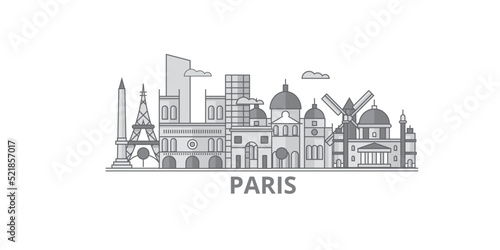 France, Paris City city skyline isolated vector illustration, icons