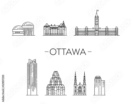 Fototapeta Naklejka Na Ścianę i Meble -  Ottawa, Canada, architecture line skyline illustration