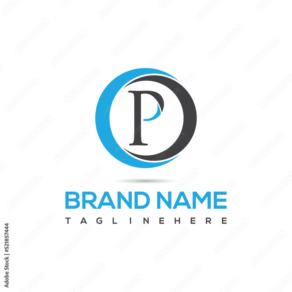 P letter alphabet initial letter logo with circle. P letter alphabet initial letter logo with circle.