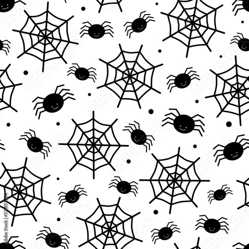 Seamless pattern Cute Halloween spider web vector illustration