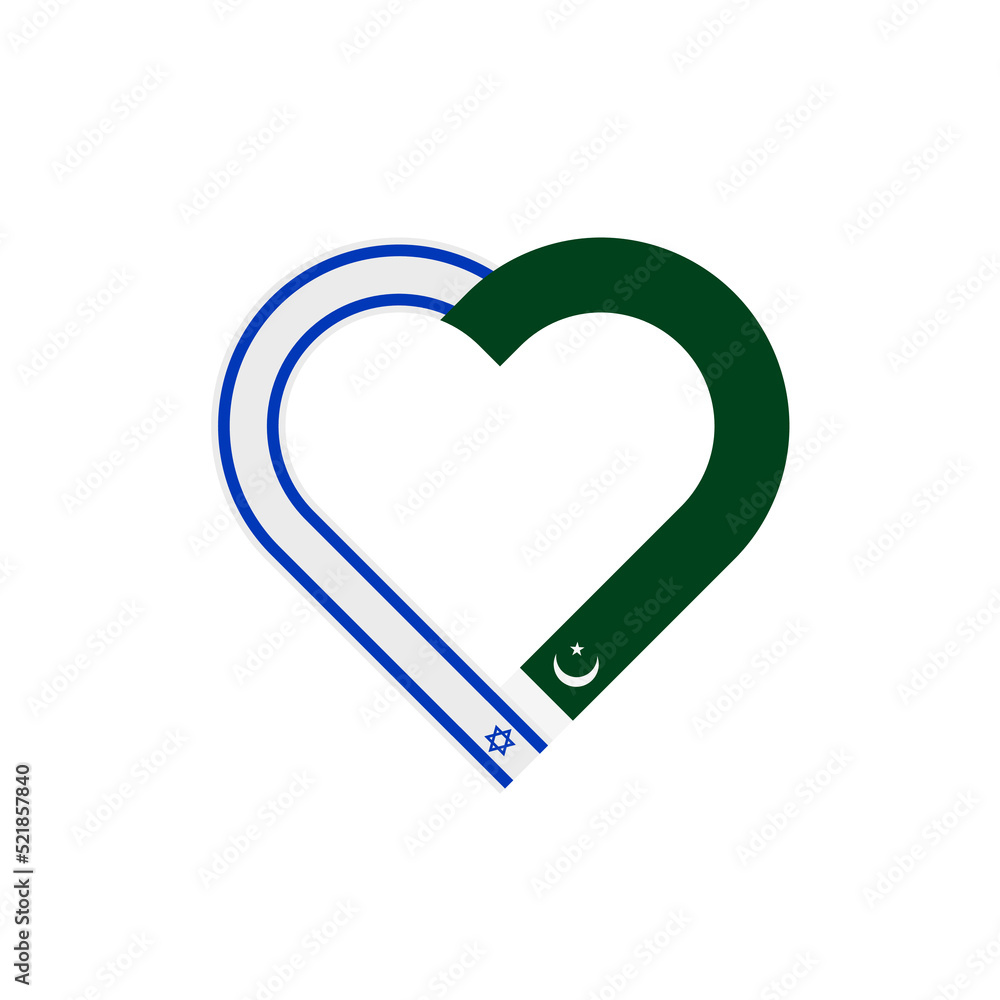 friendship concept. heart ribbon icon of israel and pakistan flags. vector illustration isolated on white background friendship concept. heart ribbon icon of israel and pakistan flags. vector illustration isolated on white background