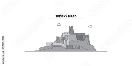Slovakia, Spissky Hrad city skyline isolated vector illustration, icons