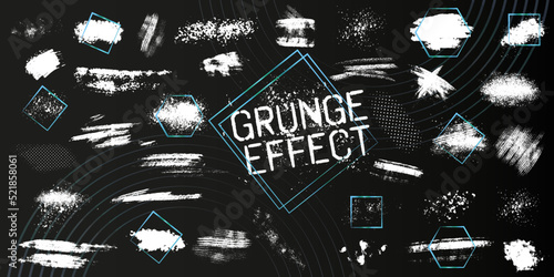 Grunge effect vector texture. Design elements, boxes and frames for text. Inked splatter dirt stain brushes with drops blots. Dirty artistic design elements, spray graffiti stencil. 